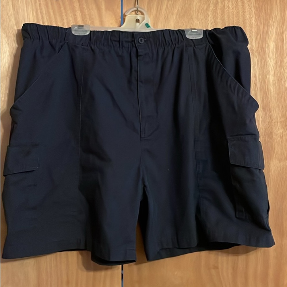 Navy Blue Cargo Shorts with Belt Loops and Flat Front
